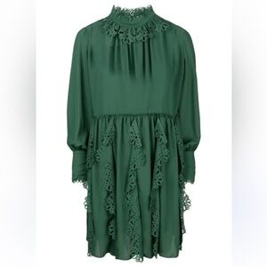 See by Chloé Laser Cut Trim Green Dress M/40
